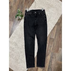 American Eagle 4 Long Black Retro Whiskered High Rise '90s Skinny Jeans